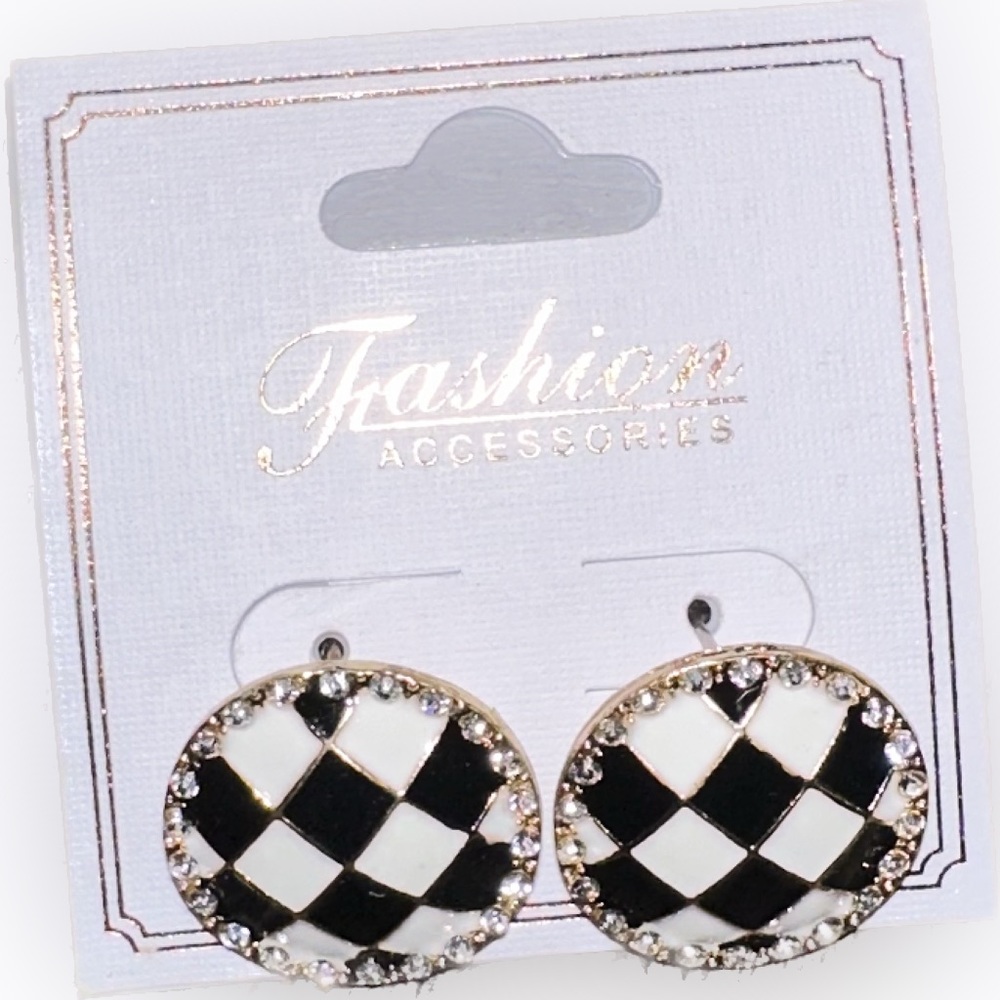 Checkered Black & White Earrings